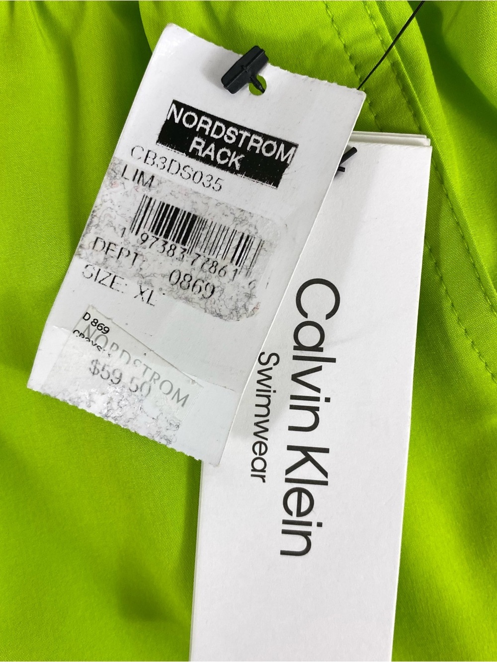 Calvin Klein Mens Trunks Shorts Size XL Swimwear Neon Green UPF 40 Lined NWT - Picture 7 of 15